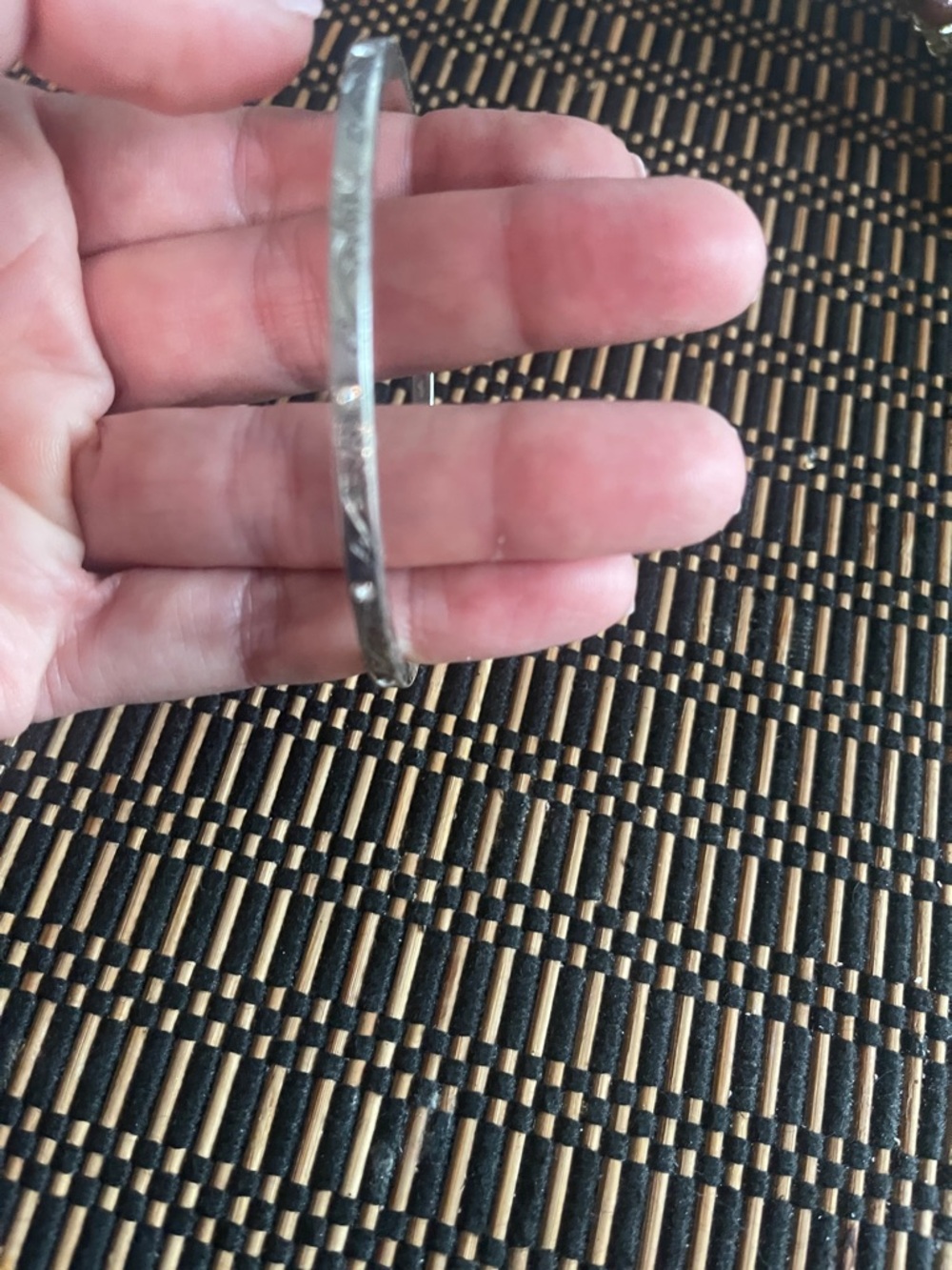 Brighton Silver Floral Engraved Slim Bangle Bracelet - Picture 6 of 6